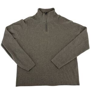 Toscano Men’s XL Brown Merino Wool-blend‎ Quarter-zip Sweater
